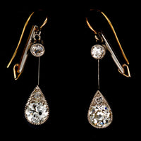 Edwardian Platinum & 18ct Gold, Diamond Drop Earrings | Parkin and Gerrish (UK)