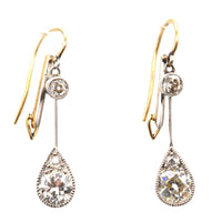 Edwardian Platinum & 18ct Gold, Diamond Drop Earrings | Parkin and Gerrish (UK)