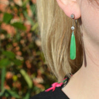 Edwardian Platinum, Certified Natural Jade and Diamond Earrings | Parkin and Gerrish (UK)