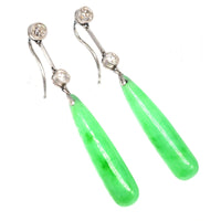 Edwardian Platinum, Certified Natural Jade and Diamond Earrings | Parkin and Gerrish (UK)