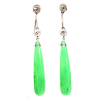 Edwardian Platinum, Certified Natural Jade and Diamond Earrings | Parkin and Gerrish (UK)