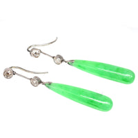 Edwardian Platinum, Certified Natural Jade and Diamond Earrings | Parkin and Gerrish (UK)