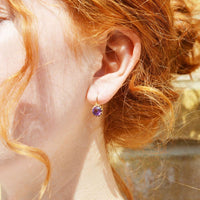 French 19th Century 18ct Gold, Amethyst & Natural Split Pearl Night & Day Earrings | Parkin and Gerrish (UK)