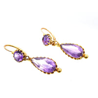French 19th Century 18ct Gold, Amethyst & Natural Split Pearl Night & Day Earrings | Parkin and Gerrish (UK)