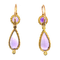 French 19th Century 18ct Gold, Amethyst & Natural Split Pearl Night & Day Earrings | Parkin and Gerrish (UK)