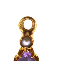 French 19th Century 18ct Gold, Amethyst & Natural Split Pearl Night & Day Earrings | Parkin and Gerrish (UK)