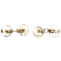 French Belle Époque 18 ct Gold, Mother of Pearl, Rose Diamond & Pearl Cufflinks | Parkin and Gerrish (UK)