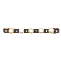 French Late 19th Century 18ct Gold and Silver Rose Cut Diamond & Natural Pearl Bar Brooch | Parkin and Gerrish (UK)
