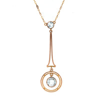 Large Art Deco 9ct Gold, Aquamarine Pendant and Chain | Parkin and Gerrish (UK)