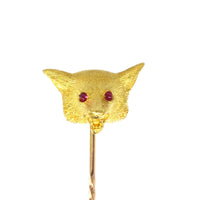 Large Edwardian 18ct Gold Hunting Fox Tie Pin with Red Eyes | Parkin and Gerrish (UK)