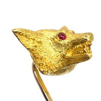 Large Edwardian 18ct Gold Hunting Fox Tie Pin with Red Eyes | Parkin and Gerrish (UK)