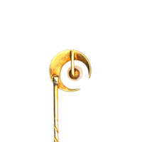 Late Victorian 15ct Gold and Split Pearl Crescent Moon Tie Pin | Parkin and Gerrish (UK)