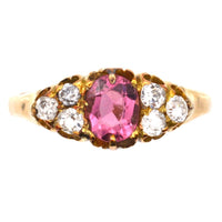 Late Victorian 18ct Gold, Pink Tourmaline & Diamond Ring | Parkin and Gerrish (UK)
