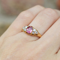 Late Victorian 18ct Gold, Pink Tourmaline & Diamond Ring | Parkin and Gerrish (UK)