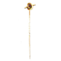 Late Victorian 9ct Gold Knot Tie Pin with Garnet | Parkin and Gerrish (UK)