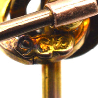 Late Victorian 9ct Gold Knot Tie Pin with Garnet | Parkin and Gerrish (UK)
