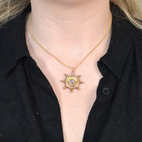 Late Victorian 9ct Gold Ship Wheel Compass Pendant | Parkin and Gerrish (UK)