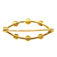 Mid Century 9ct Gold Marquise Bar Brooch With Eight Cultured Pearls | Parkin and Gerrish (UK)