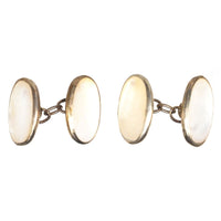 Mid Century German Silver Mother of Pearl Oval Cufflinks | Parkin and Gerrish (UK)