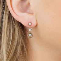 Modern 18ct Gold, Three Stone Diamond Drop Earrings | Parkin and Gerrish (UK)