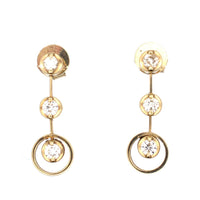 Modern 18ct Gold, Three Stone Diamond Drop Earrings | Parkin and Gerrish (UK)