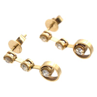 Modern 18ct Gold, Three Stone Diamond Drop Earrings | Parkin and Gerrish (UK)