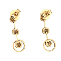 Modern 18ct Gold, Three Stone Diamond Drop Earrings | Parkin and Gerrish (UK)
