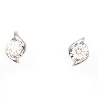 Modern 18ct White Gold, Diamond Stud Earrings with Twist Detail | Parkin and Gerrish (UK)