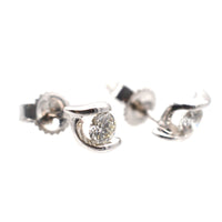 Modern 18ct White Gold, Diamond Stud Earrings with Twist Detail | Parkin and Gerrish (UK)