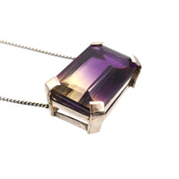 Modern 9ct White Gold, 28 carat Bi - Colour Amethyst - Citrine (Ametrine) Necklace | Parkin and Gerrish (UK)