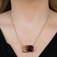 Modern 9ct White Gold, 28 carat Bi - Colour Amethyst - Citrine (Ametrine) Necklace | Parkin and Gerrish (UK)