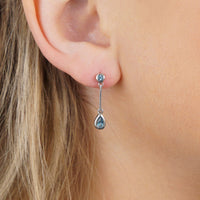 Modern 9ct White Gold Blue Spinel Pear Drop Earrings | Parkin and Gerrish (UK)