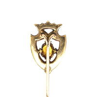 Scottish 9ct Gold Luckenbooth Shield Tie Pin with a Cairngorm Citrine | Parkin and Gerrish (UK)
