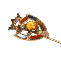 Scottish 9ct Gold Luckenbooth Shield Tie Pin with a Cairngorm Citrine | Parkin and Gerrish (UK)