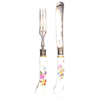 Set of 12 Late 19th Century Thomas Goode Silver Cutlery with Painted Meissen Porcelain Handles in Original Cases | Parkin and Gerrish (UK)