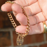 Small Edwardian 15ct Gold Child's Curb Bracelet with Heart Lock | Parkin and Gerrish (UK)