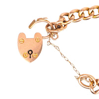 Small Edwardian 15ct Gold Child's Curb Bracelet with Heart Lock | Parkin and Gerrish (UK)