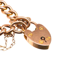 Small Edwardian 15ct Gold Child's Curb Bracelet with Heart Lock | Parkin and Gerrish (UK)