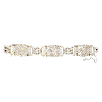 Trifari 1940s Silver - tone (Trifarium) White Paste Wide Bracelet | Parkin and Gerrish (UK)
