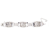 Trifari 1940s Silver - tone (Trifarium) White Paste Wide Bracelet | Parkin and Gerrish (UK)