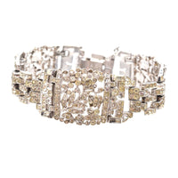 Trifari 1940s Silver - tone (Trifarium) White Paste Wide Bracelet | Parkin and Gerrish (UK)