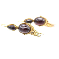 Victorian 15ct Gold, Cabochon Garnet Fringed Drop Earrings | Parkin and Gerrish (UK)