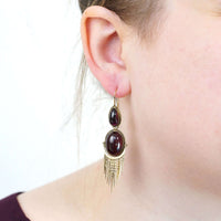 Victorian 15ct Gold, Cabochon Garnet Fringed Drop Earrings | Parkin and Gerrish (UK)