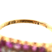 Victorian 18ct Gold, Boat Shaped Five Stone Diamond and Ruby Cluster Ring | Parkin and Gerrish (UK)