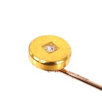 Victorian 18ct Gold Simple Round Circle Tie Pin with a Diamond | Parkin and Gerrish (UK)