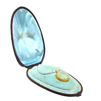 Victorian 18ct Gold & Turquoise Pavé Locket in Original Case | Parkin and Gerrish (UK)