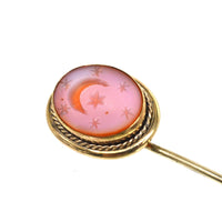 Victorian 9ct Gold Carnelian Tie Pin with Crescent Moon & Stars | Parkin and Gerrish (UK)