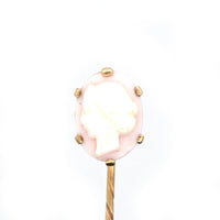 Victorian 9ct Gold, Pink Conch Shell Cameo of a Roman Goddess Tie Pin | Parkin and Gerrish (UK)