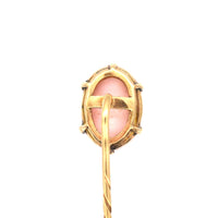 Victorian 9ct Gold, Pink Conch Shell Cameo of a Roman Goddess Tie Pin | Parkin and Gerrish (UK)