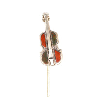 Victorian Scottish Silver Violin Tie Pin with Bloodstone and Jasper | Parkin and Gerrish (UK)
